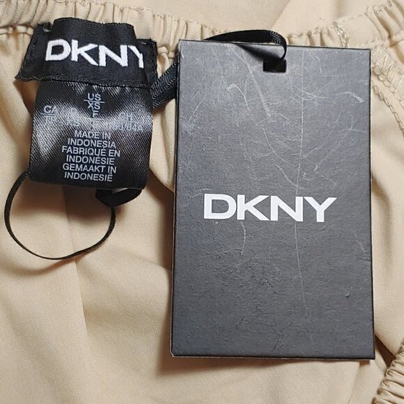 NWT DKNY Straw black off shoulder elastic neckline tiered short sleeves - Picture 15 of 16